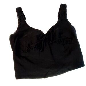 Wild Fable Womens Black Cropped Tank Top With Lace Trim & Adjustable Straps M